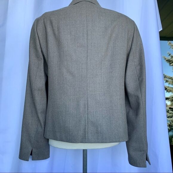 AKRIS Punto Gray Oatmeal Wool Blazer Size 14 - Picture 2 of 12